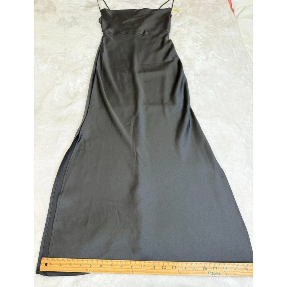 Taylor Black Formal Evening Dress Satin Open Back Maxi Gown Women's Size 4 NWT